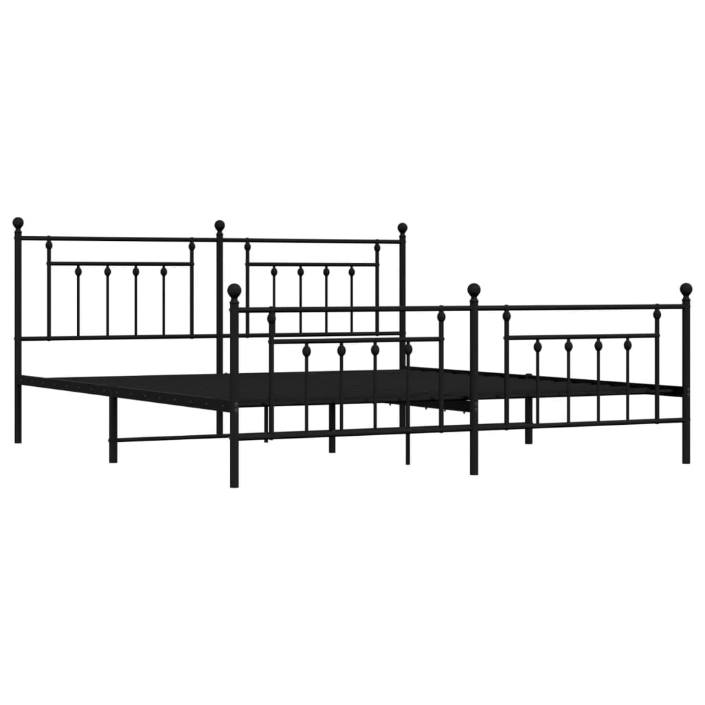 vidaXL Estructura de cama cabecero y estribo metal negro 200x200 cm