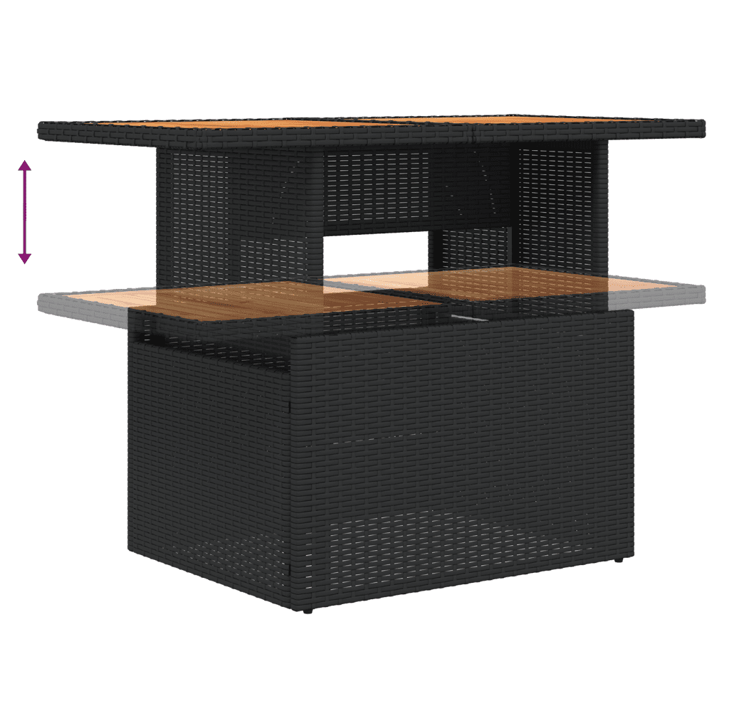 vidaXL Set de comedor de jardín 7 pzas y cojines ratán sintético negro