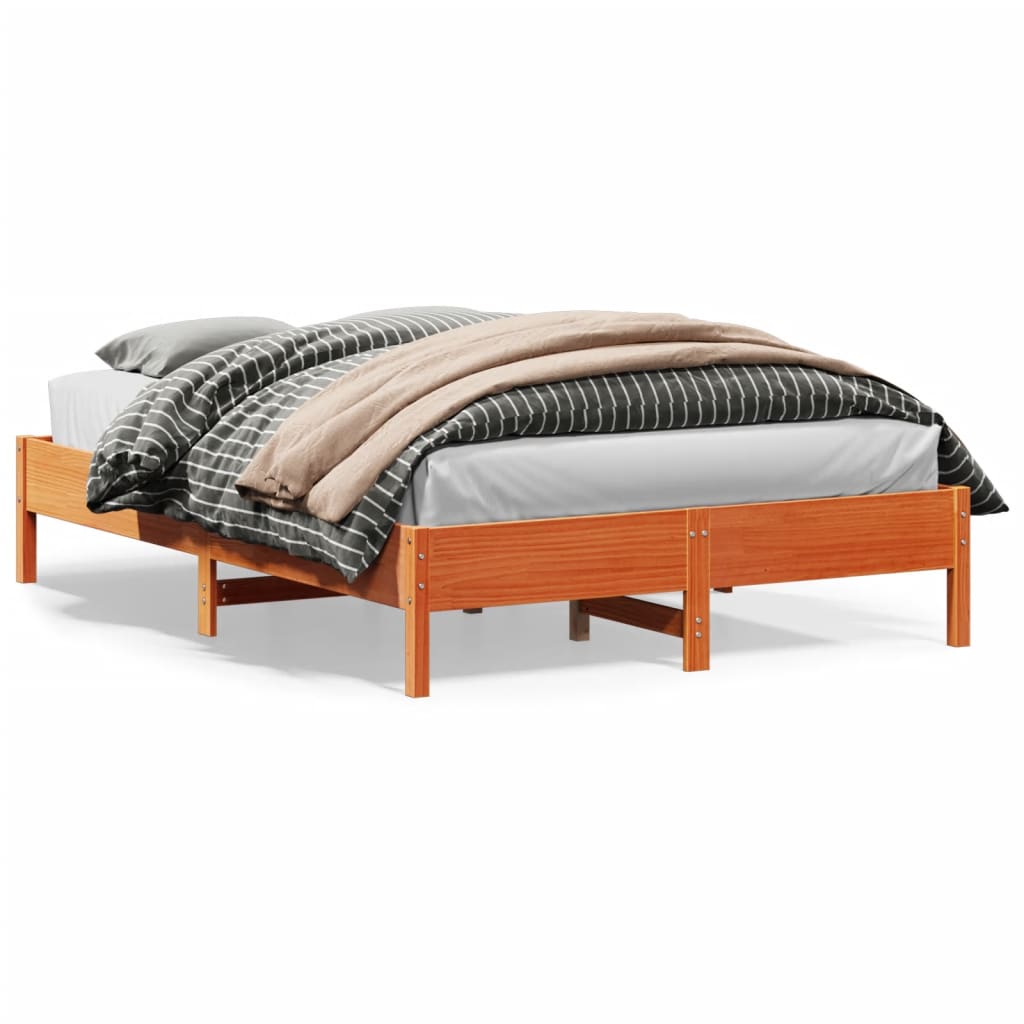 vidaXL Cama sin colchón madera maciza de pino marrón cera 120x200 cm