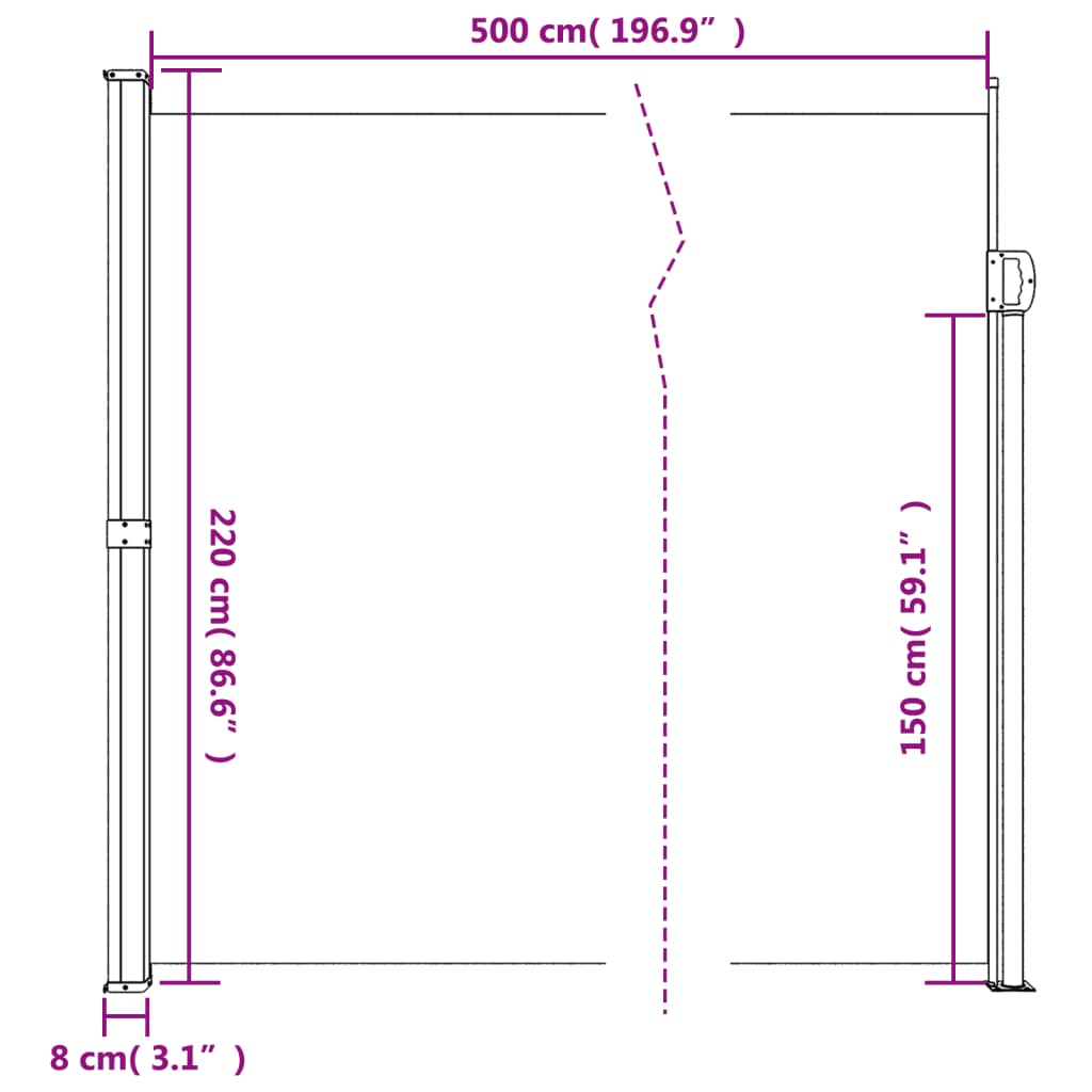 vidaXL Toldo lateral retráctil gris taupe 220x500 cm