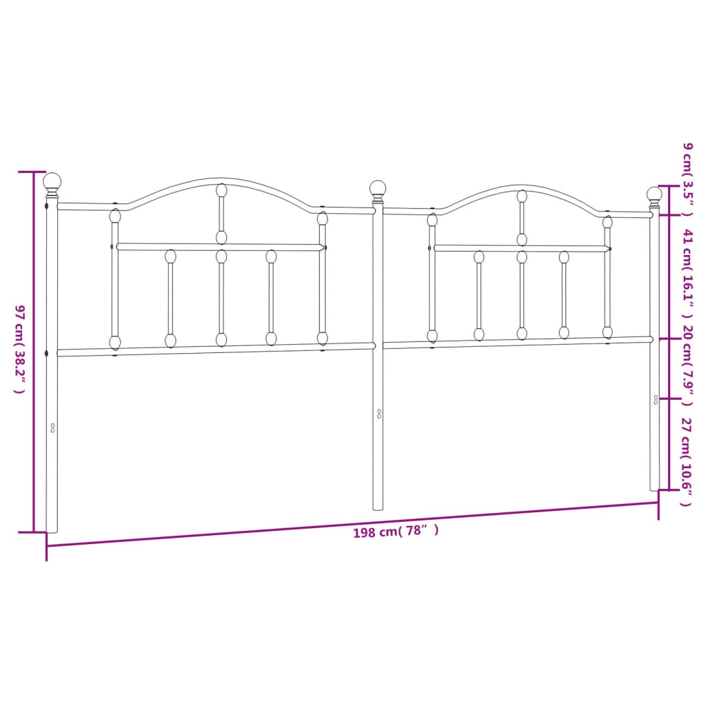 vidaXL Cabecero de metal blanco 193 cm