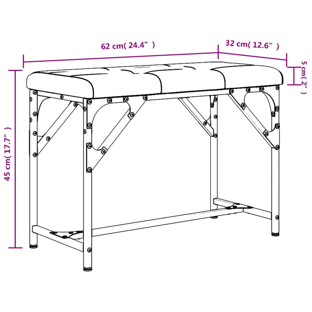 vidaXL Banco de comedor acero y tela gris claro 62x32x45 cm