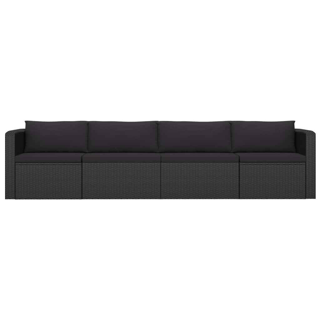 vidaXL Set muebles de jardín 9 piezas y cojines ratán sintético negro