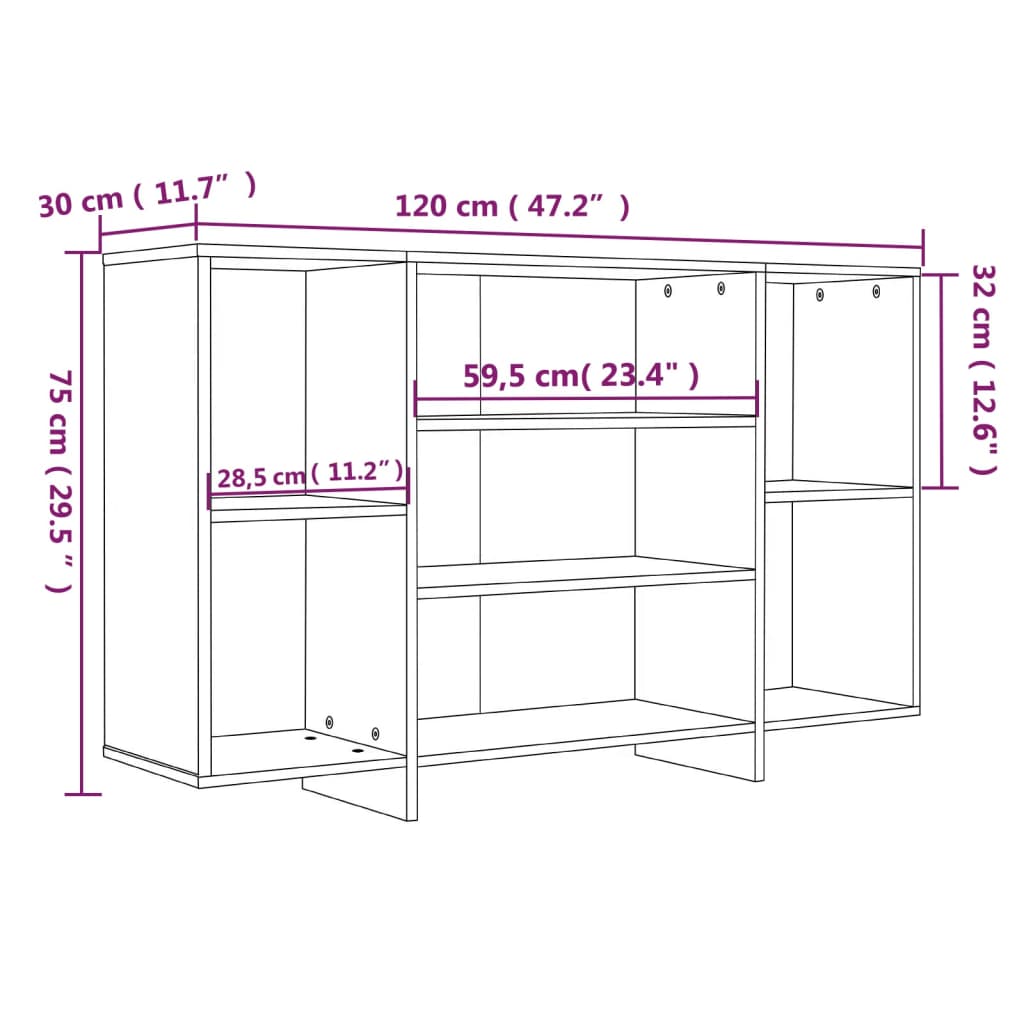 vidaXL Aparador de madera de ingeniería gris Sonoma 120x30x75 cm