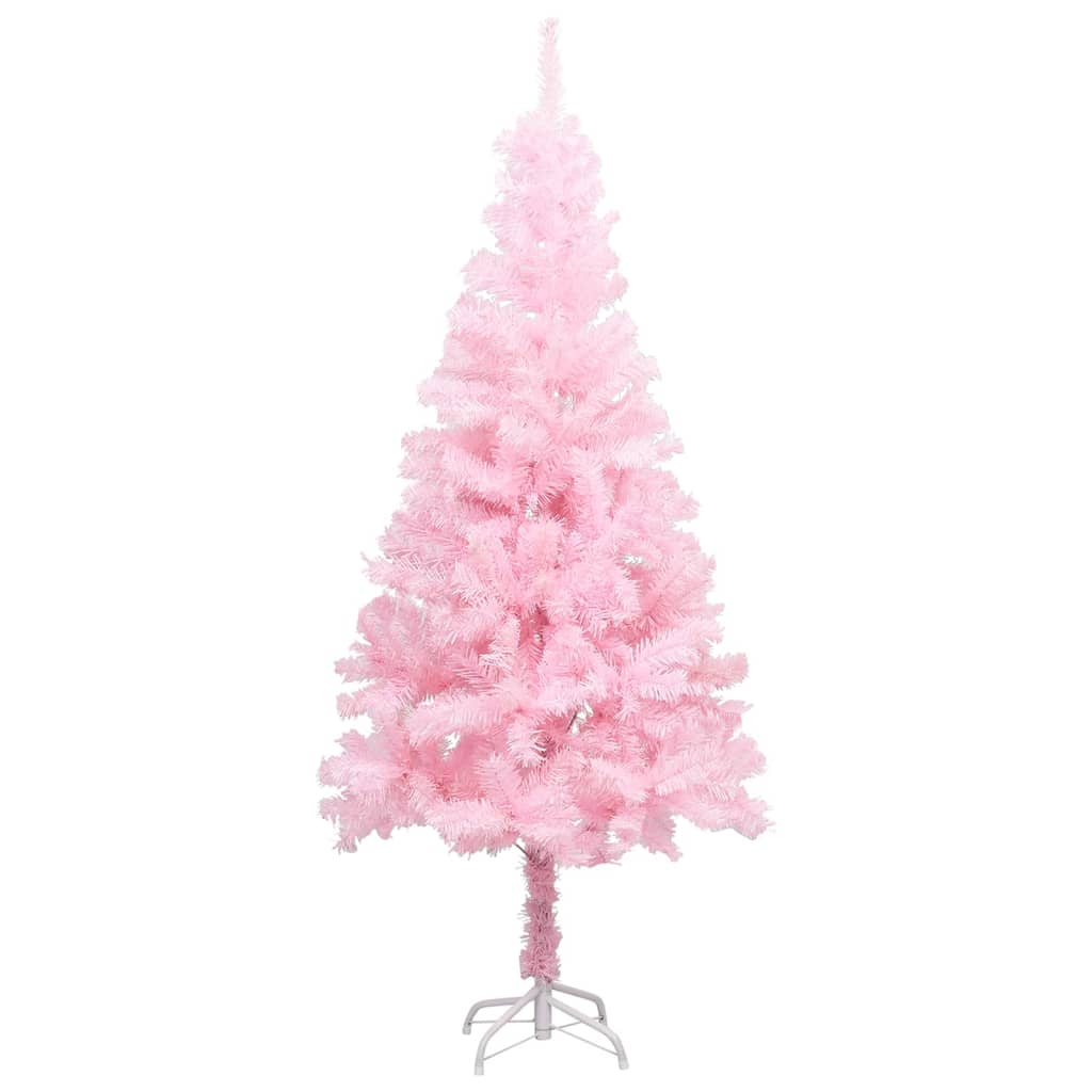 vidaXL Árbol de Navidad preiluminado con luces y bolas rosa 120 cm