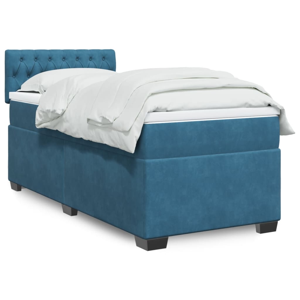 vidaXL Cama box spring con colchón terciopelo azul 90x190 cm