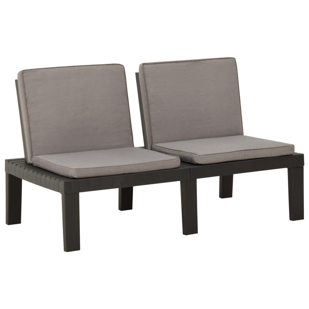 vidaXL Set de muebles de jardín 4 piezas con cojines plástico gris