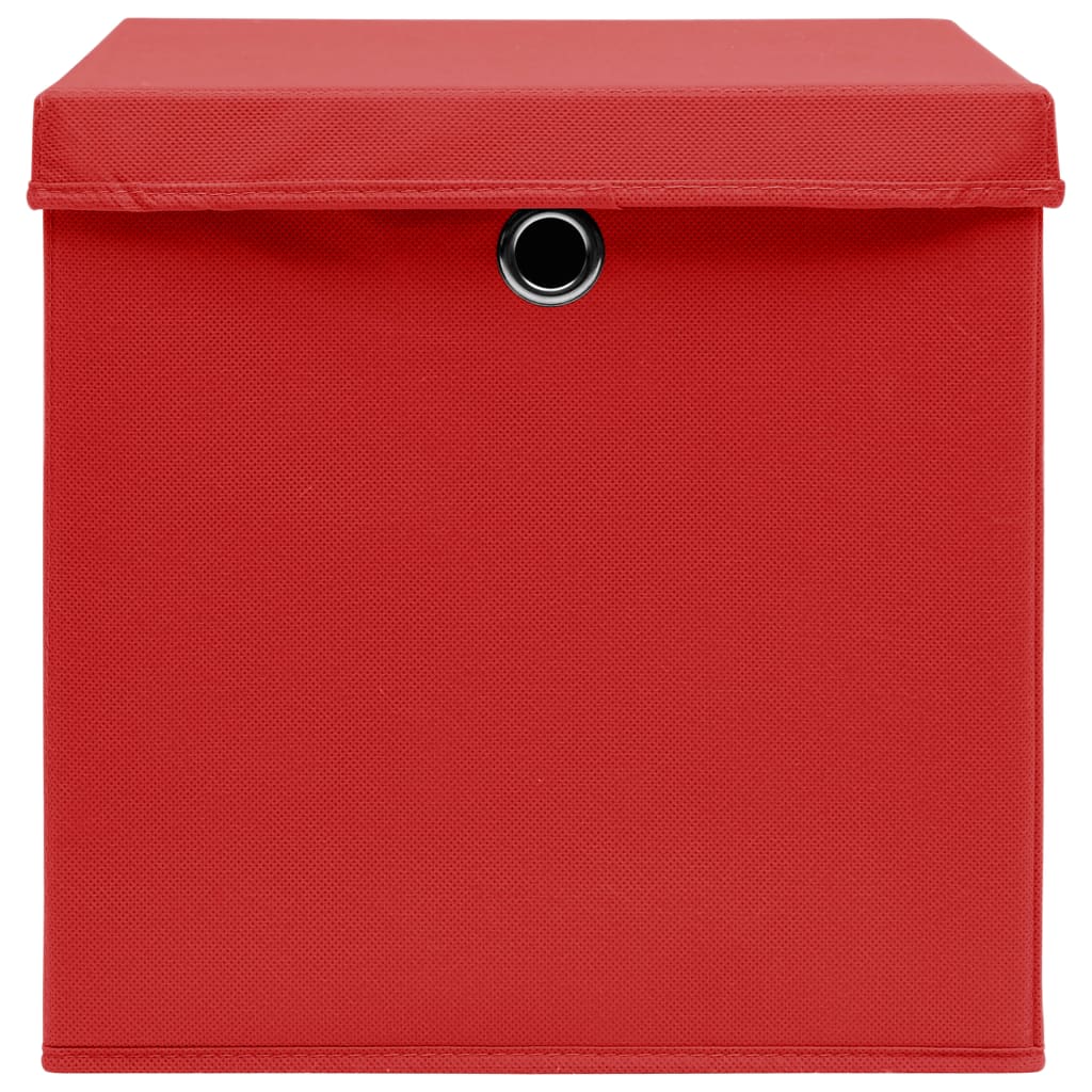 vidaXL Cajas almacenaje 10 uds tela no tejida rojo oscuro 28x28x28 cm