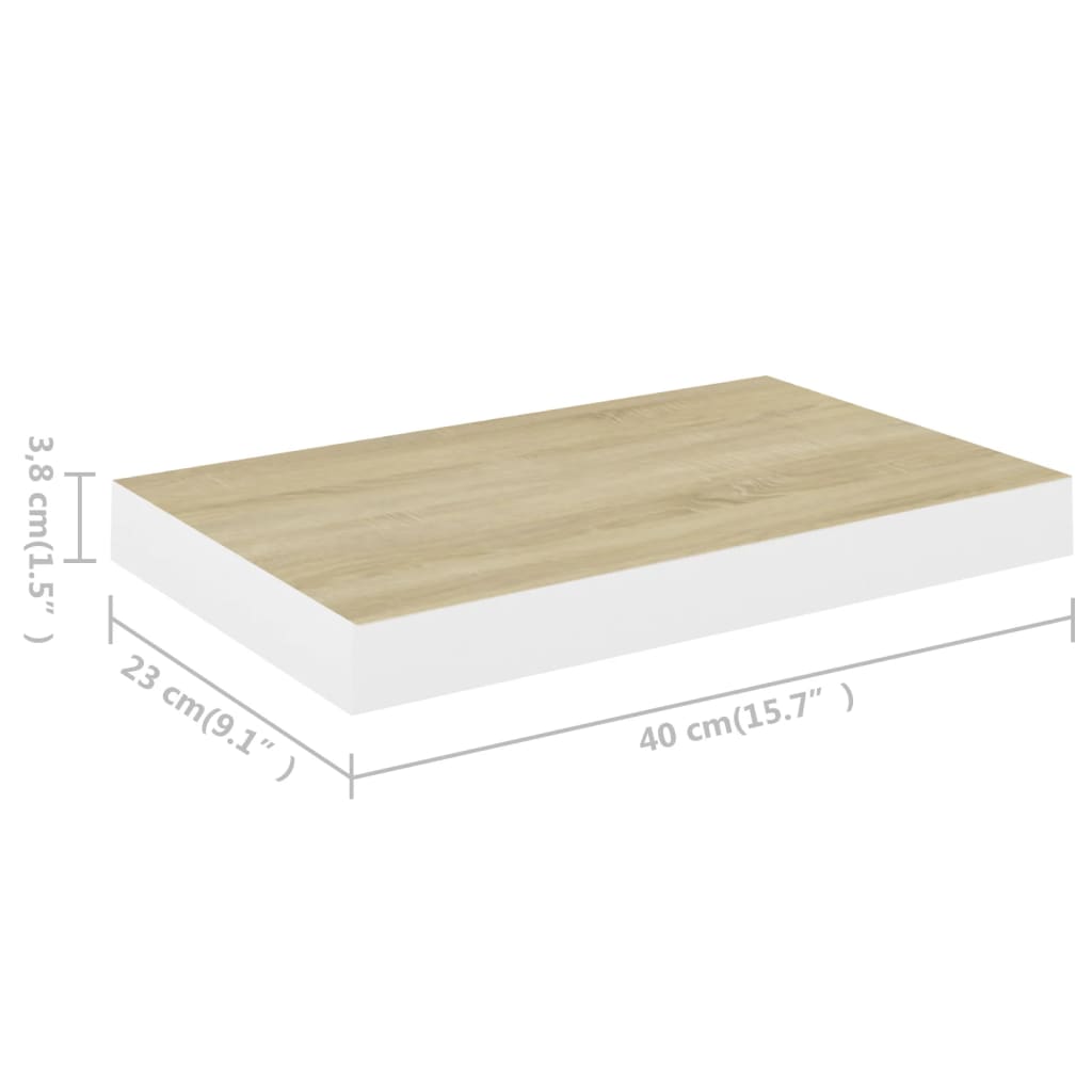 vidaXL Estante flotante de pared 4 uds MDF roble y blanco 40x23x3,8 cm