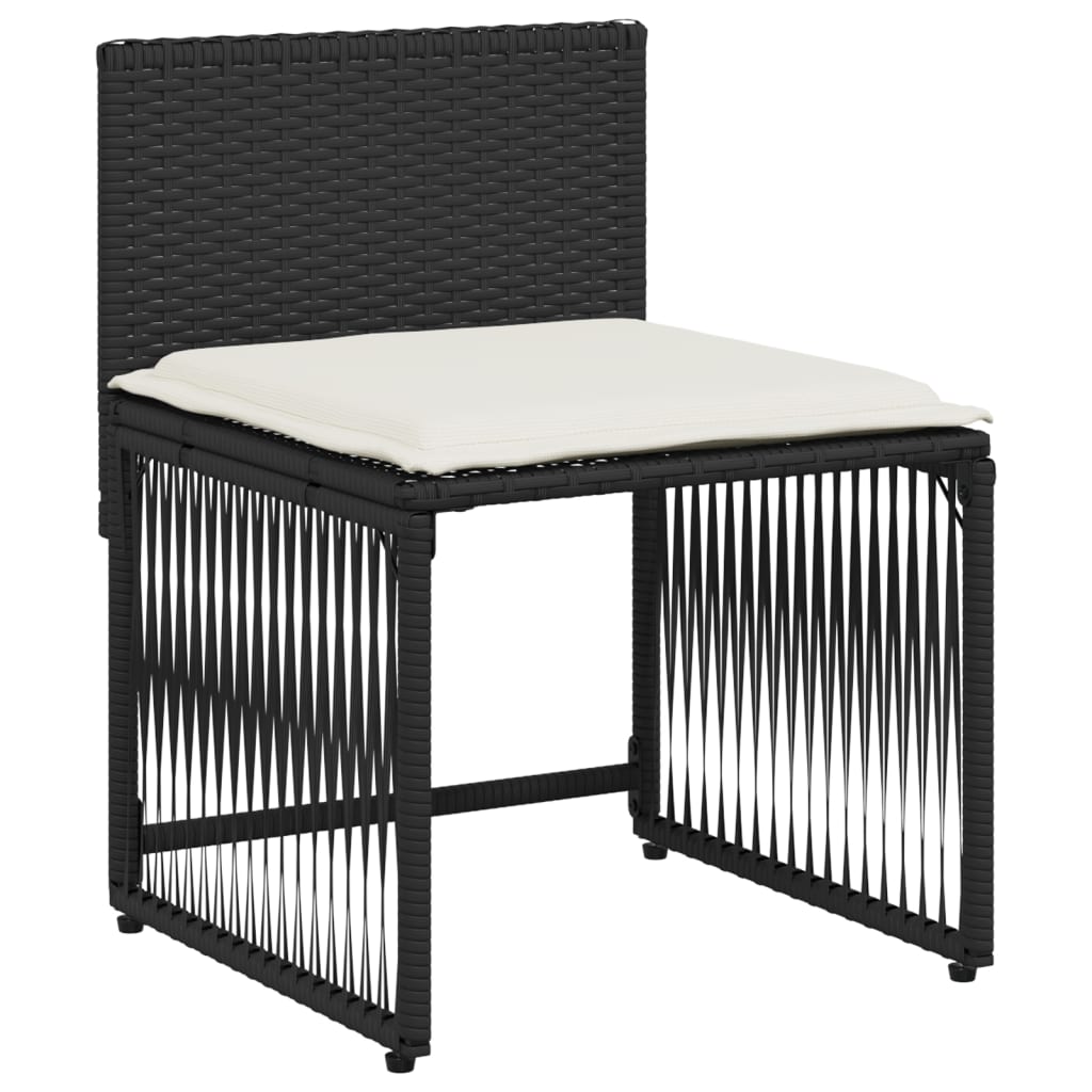 vidaXL Set de comedor de jardín 7 pzas y cojines ratán sintético negro