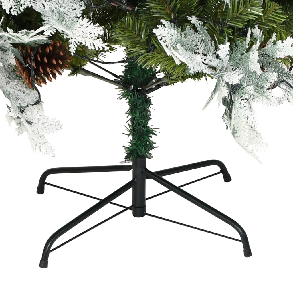 vidaXL Árbol de Navidad con luces y piñas PVC PE verde 195 cm