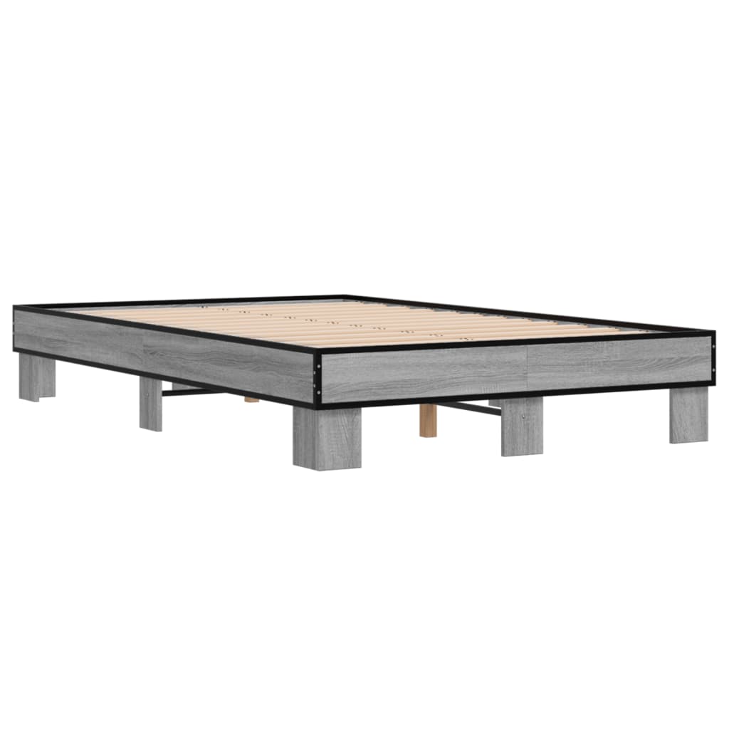 vidaXL Estructura cama madera ingeniería metal gris Sonoma 140x190 cm