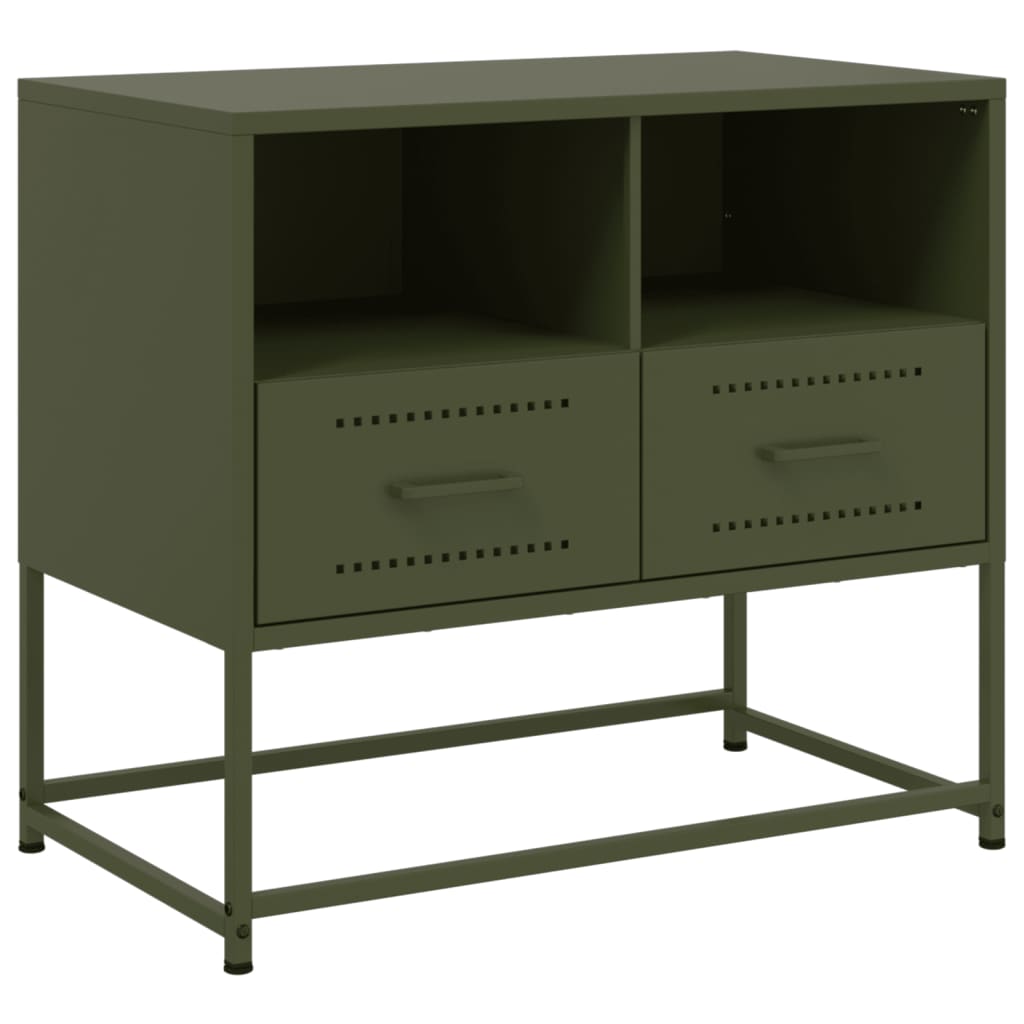 vidaXL Mueble para TV de acero verde oliva 68x39x60,5 cm