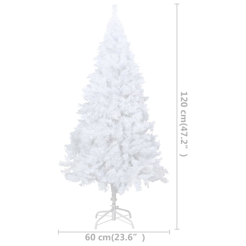 vidaXL Árbol de Navidad preiluminado con luces y bolas blanco 120 cm