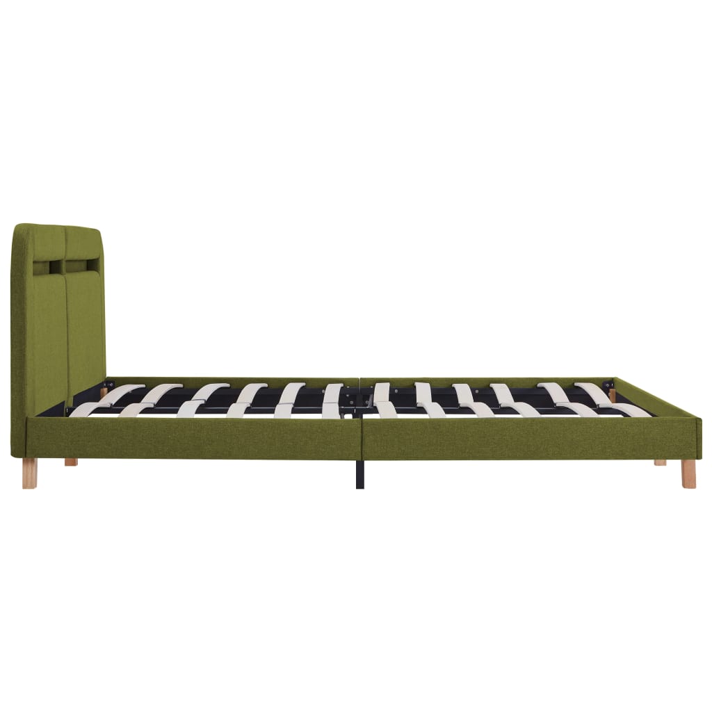 vidaXL Estructura de cama con LED sin colchón tela verde 180x200 cm