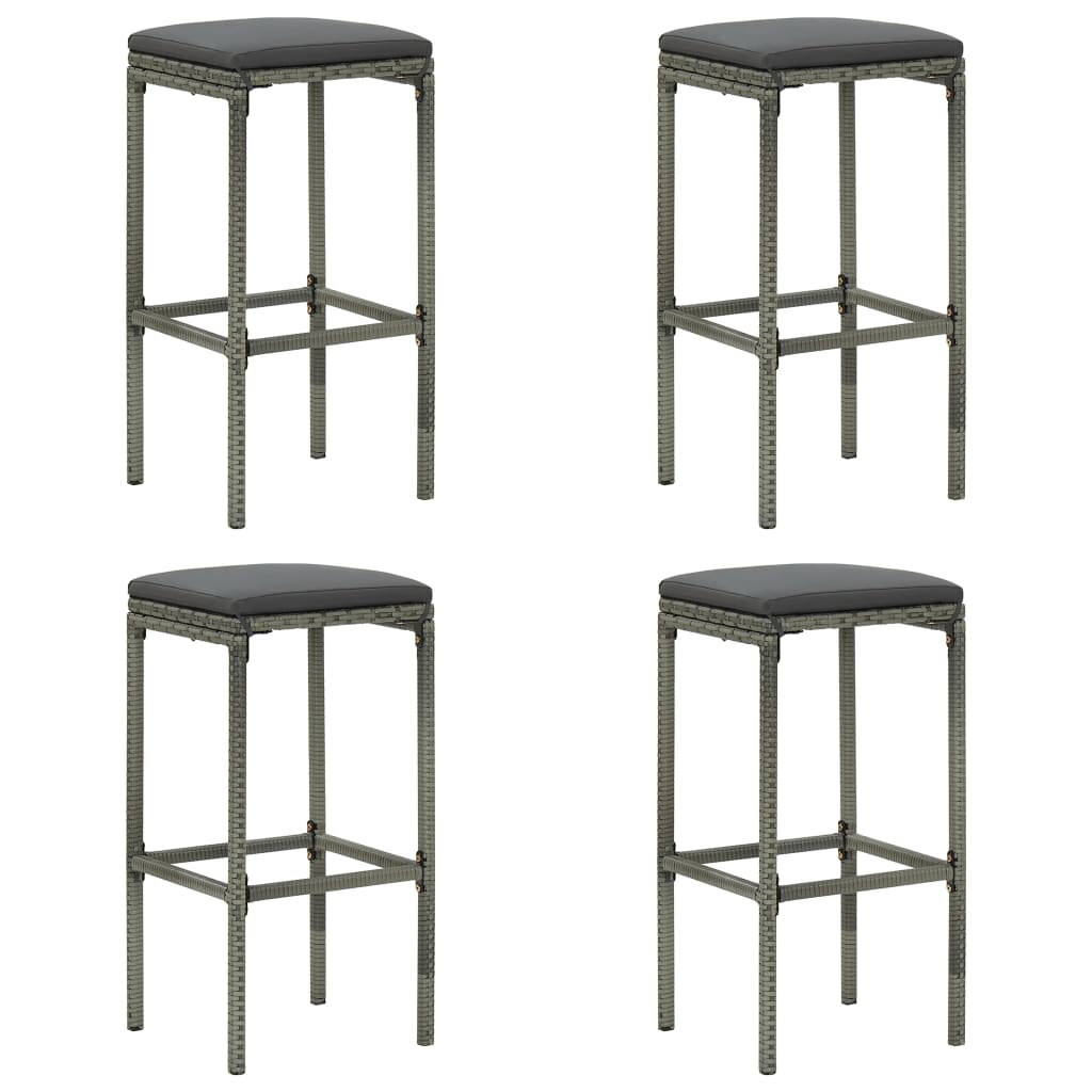 vidaXL Set muebles bar jardín 9 piezas y cojines ratán sintético gris