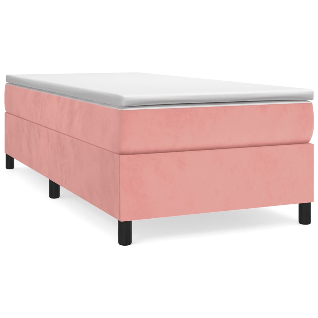 vidaXL Cama box spring con colchón terciopelo rosa 80x200 cm