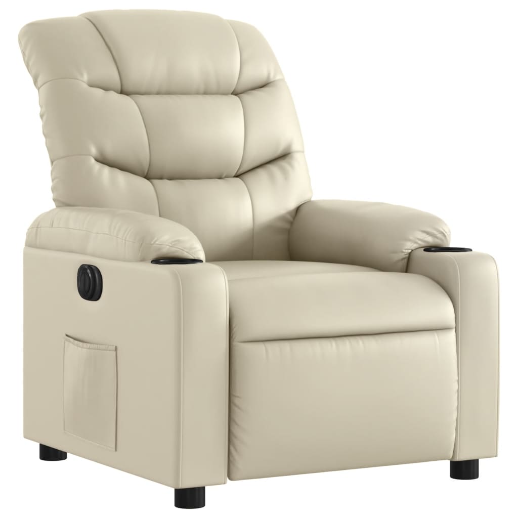 vidaXL Sillón reclinable eléctrico de cuero sintético crema