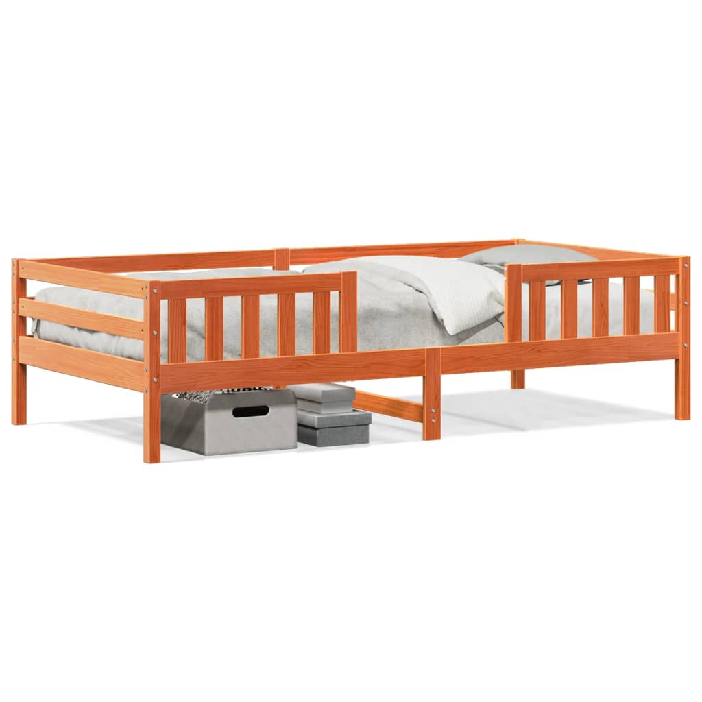 vidaXL Cama sin colchón madera maciza de pino marrón cera 100x200 cm