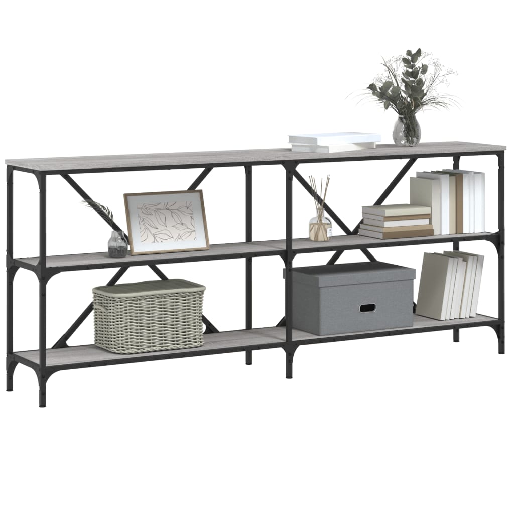 vidaXL Mesa consola hierro y madera ingeniería gris Sonoma 180x30x75cm