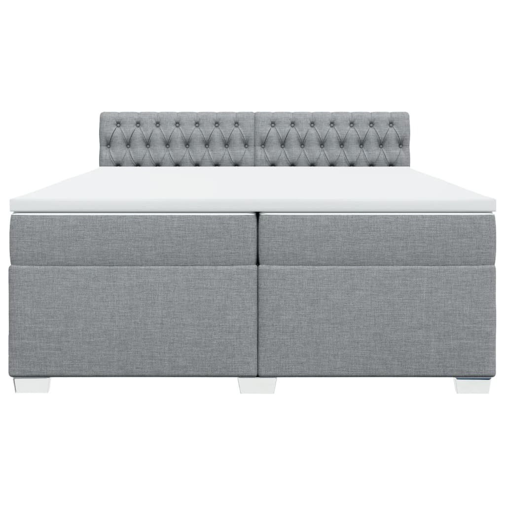 vidaXL Cama box spring con colchón tela gris claro 200x200 cm