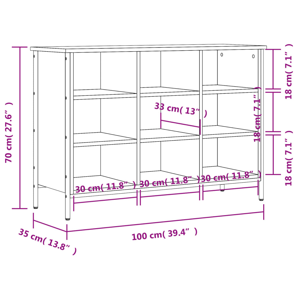 vidaXL Zapatero madera de ingeniería negro 100x35x70 cm