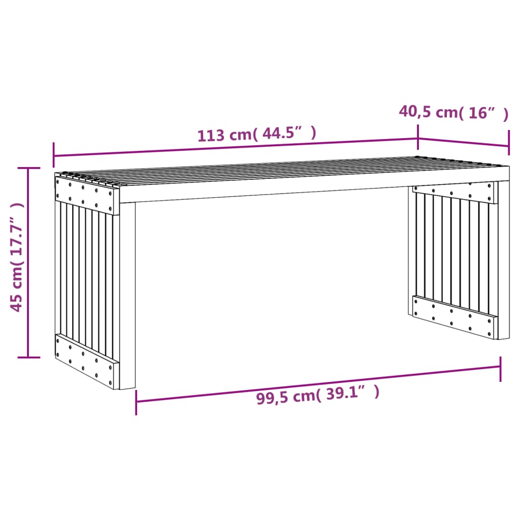 vidaXL Banco jardín extensible madera impregnada pino 212,5x40,5x45 cm