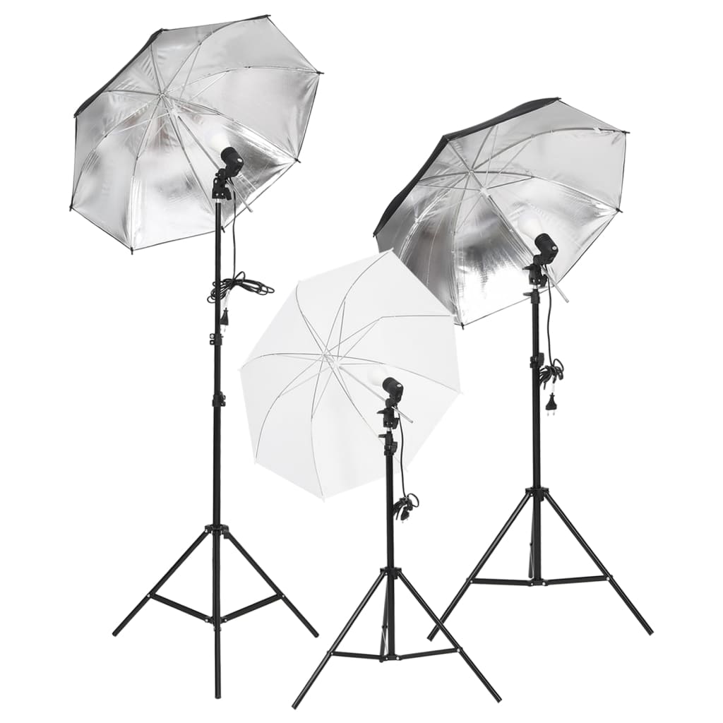 vidaXL Kit de estudio fotográfico con set de luces, fondo y reflector