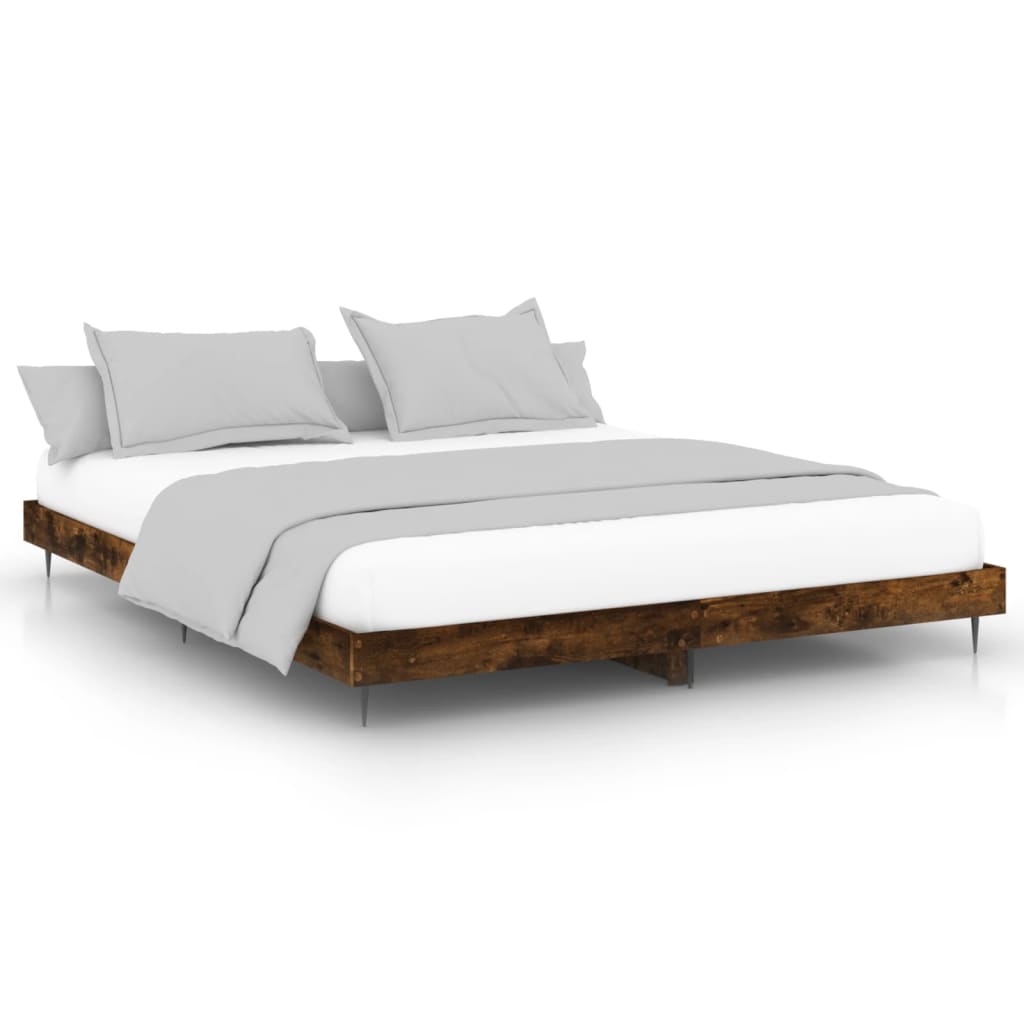 vidaXL Estructura de cama sin colchón madera roble ahumado 150x200 cm