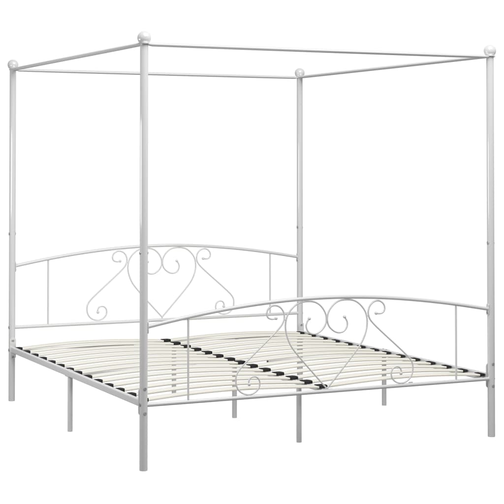 vidaXL Estructura cama con dosel sin colchón metal blanco 200x200 cm