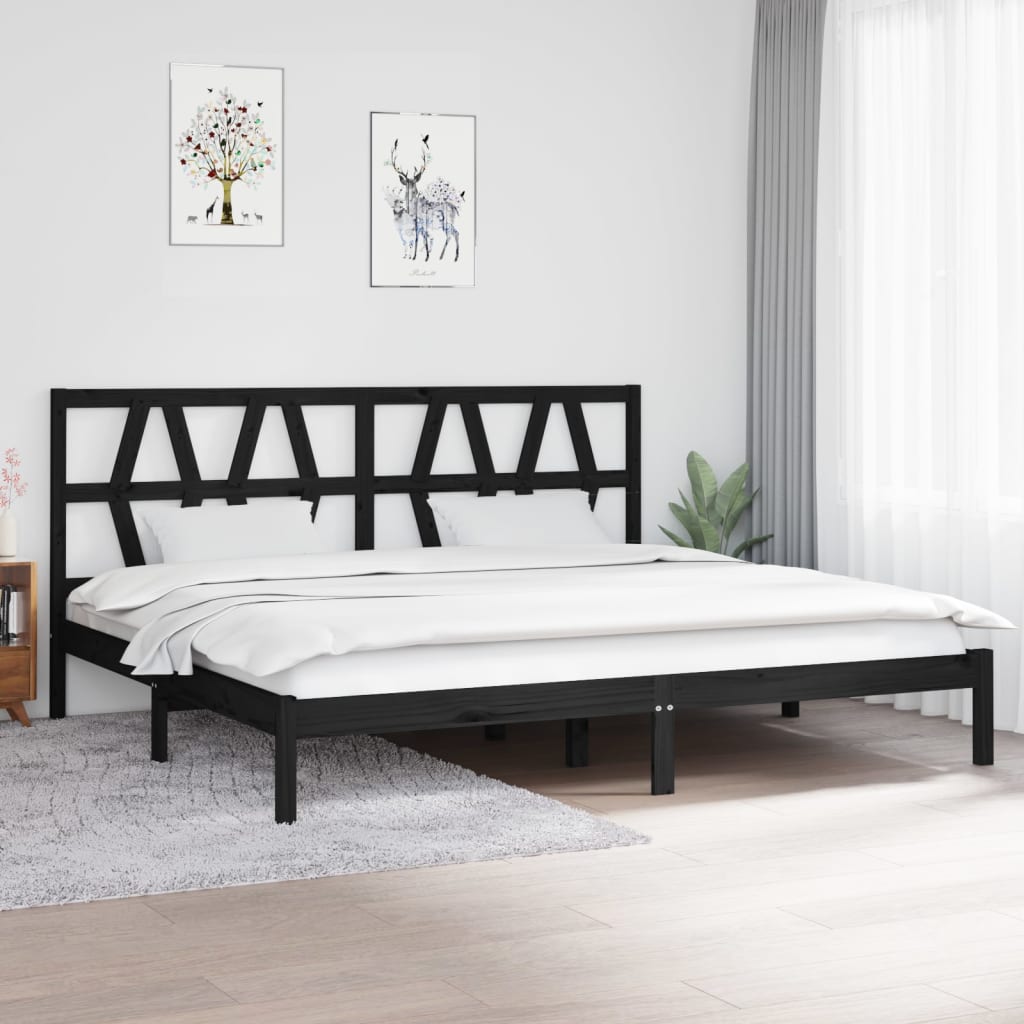 vidaXL Estructura de cama de madera maciza de pino negro 200x200 cm