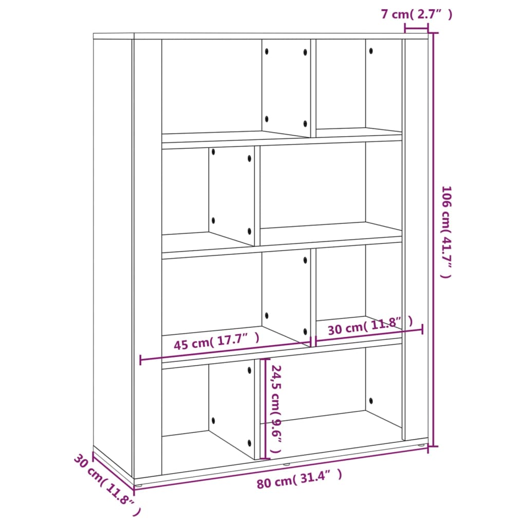 vidaXL Aparador de madera contrachapada gris Sonoma 80x30x106 cm