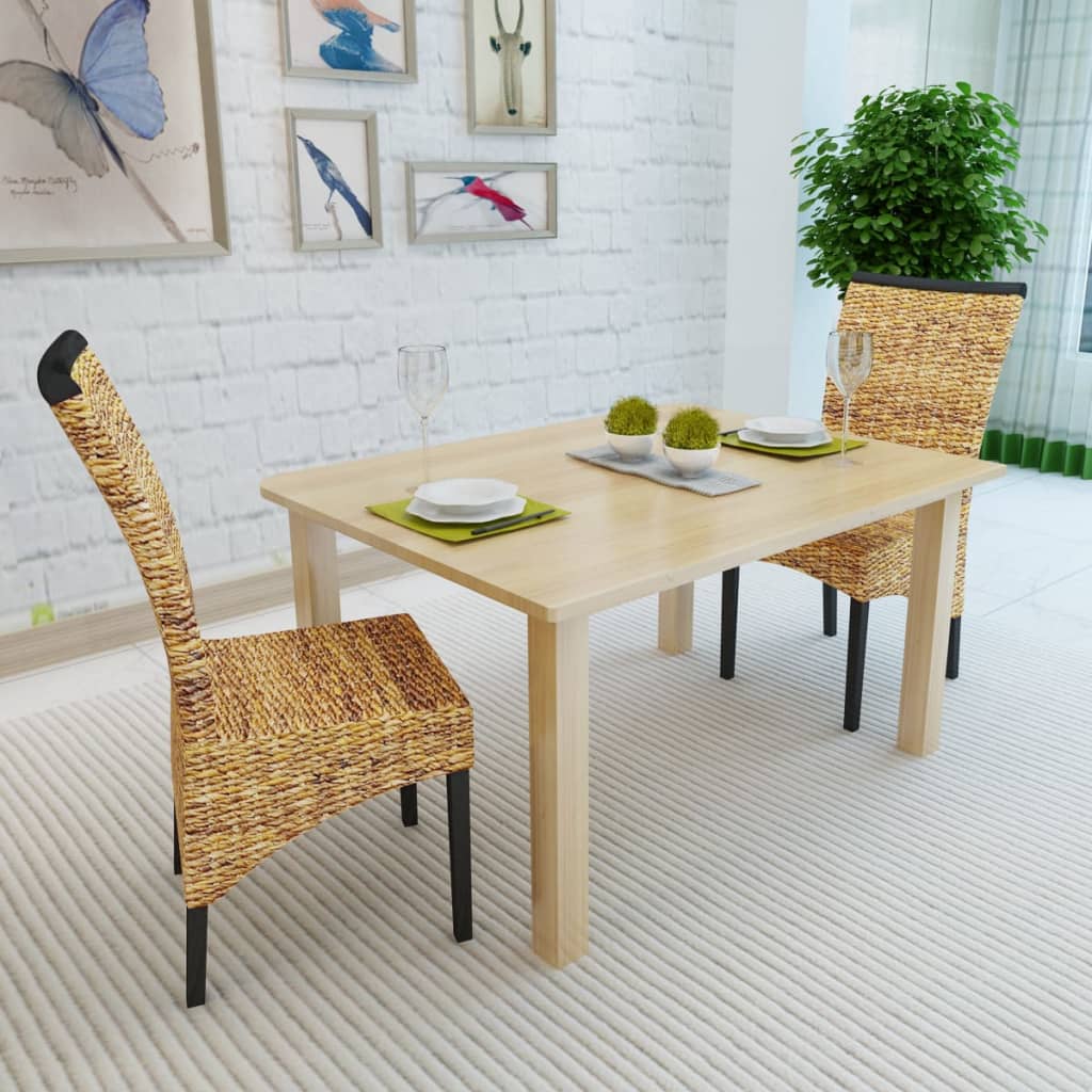 vidaXL Sillas de comedor 2 unidades madera maciza de mango y abacá