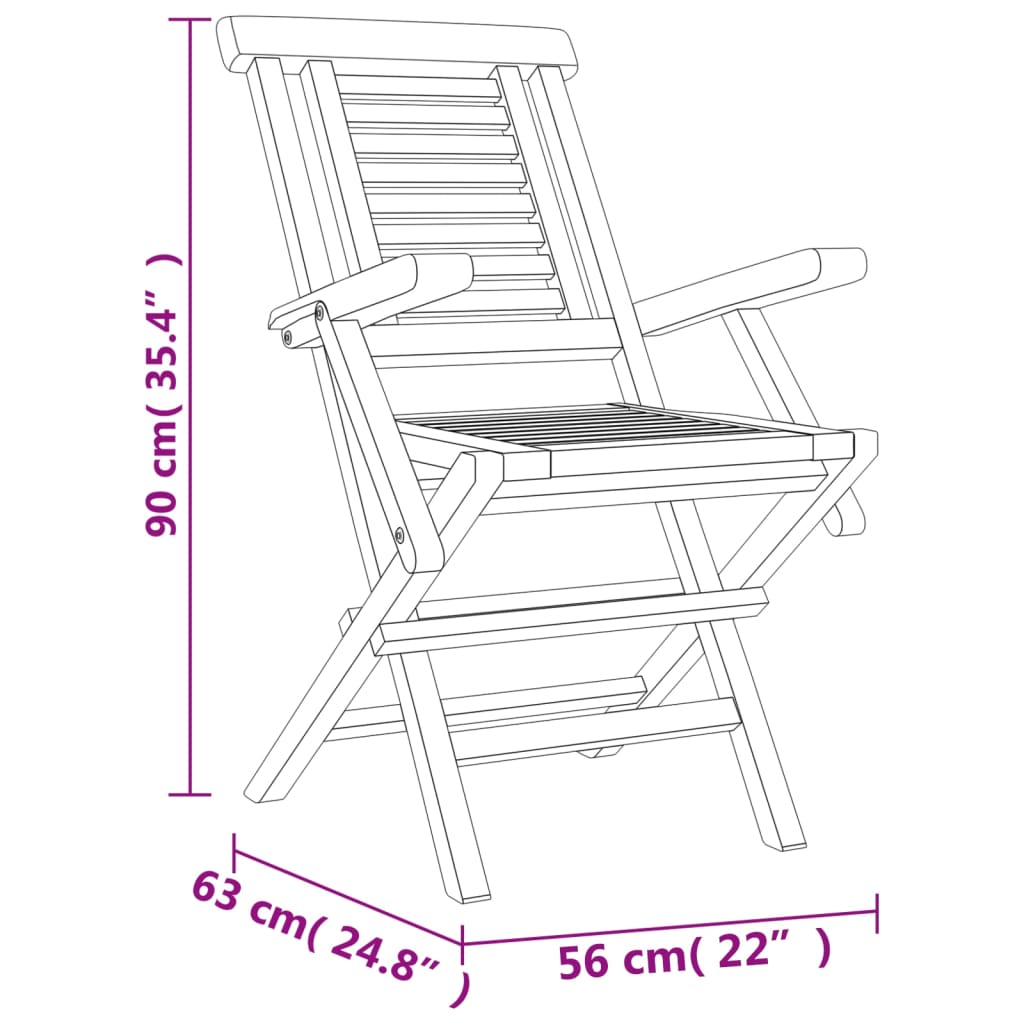 vidaXL Sillas de jardín plegables 8 uds madera maciza teca 56x63x90 cm