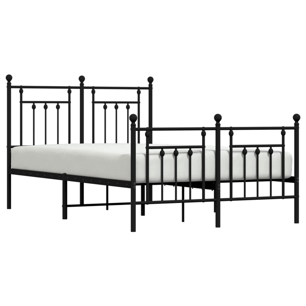 vidaXL Estructura de cama cabecero y estribo metal negro 120x200 cm