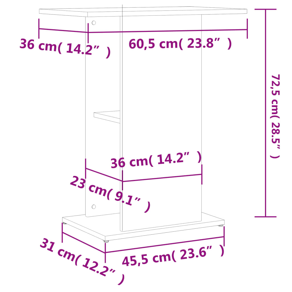 vidaXL Soporte para acuario madera de ingeniería negro 60,5x36x72,5 cm