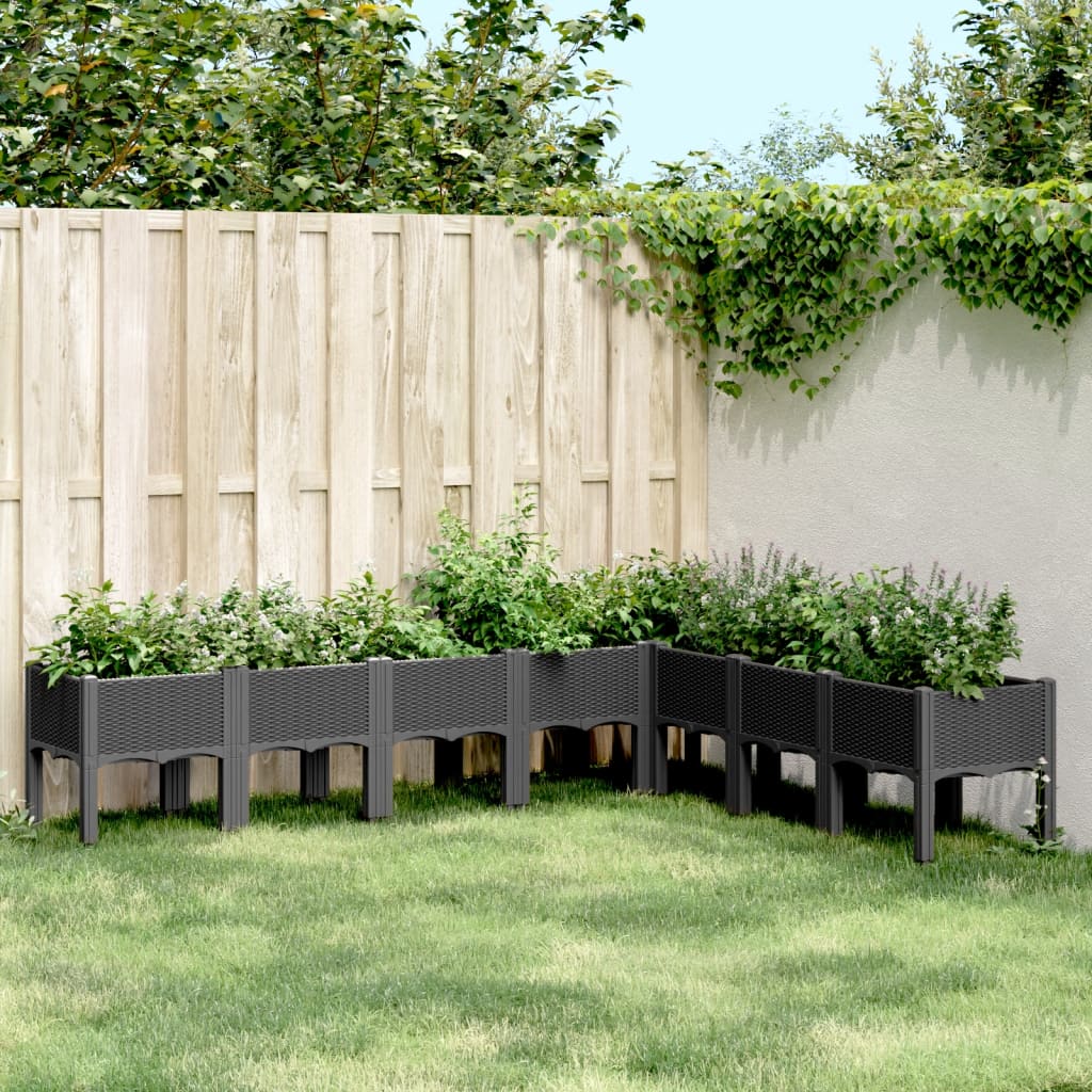 vidaXL Jardinera con patas PP negro 200x160x42 cm