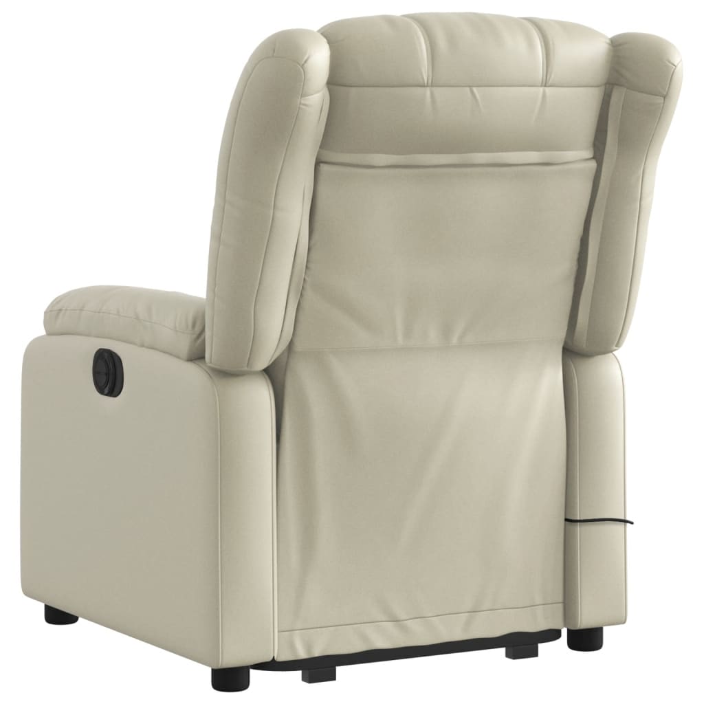 vidaXL Sillón reclinable de masaje de pie cuero artificial color crema