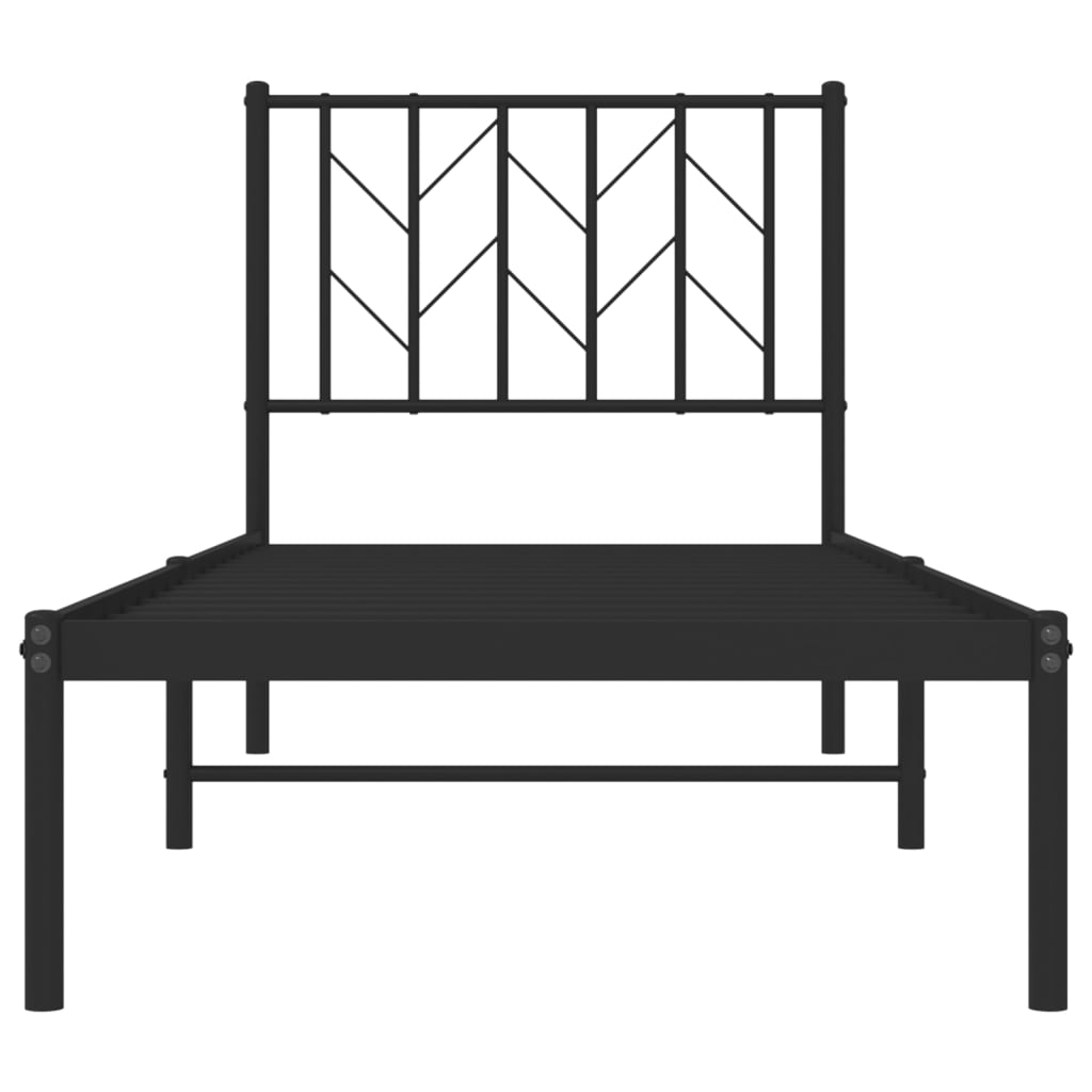 vidaXL Estructura de cama con cabecero metal negro 75x190 cm