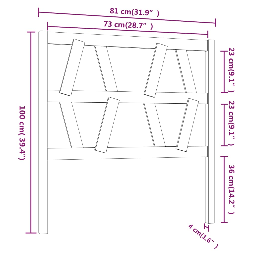 vidaXL Cabecero de cama madera maciza de pino marrón miel 81x4x100 cm