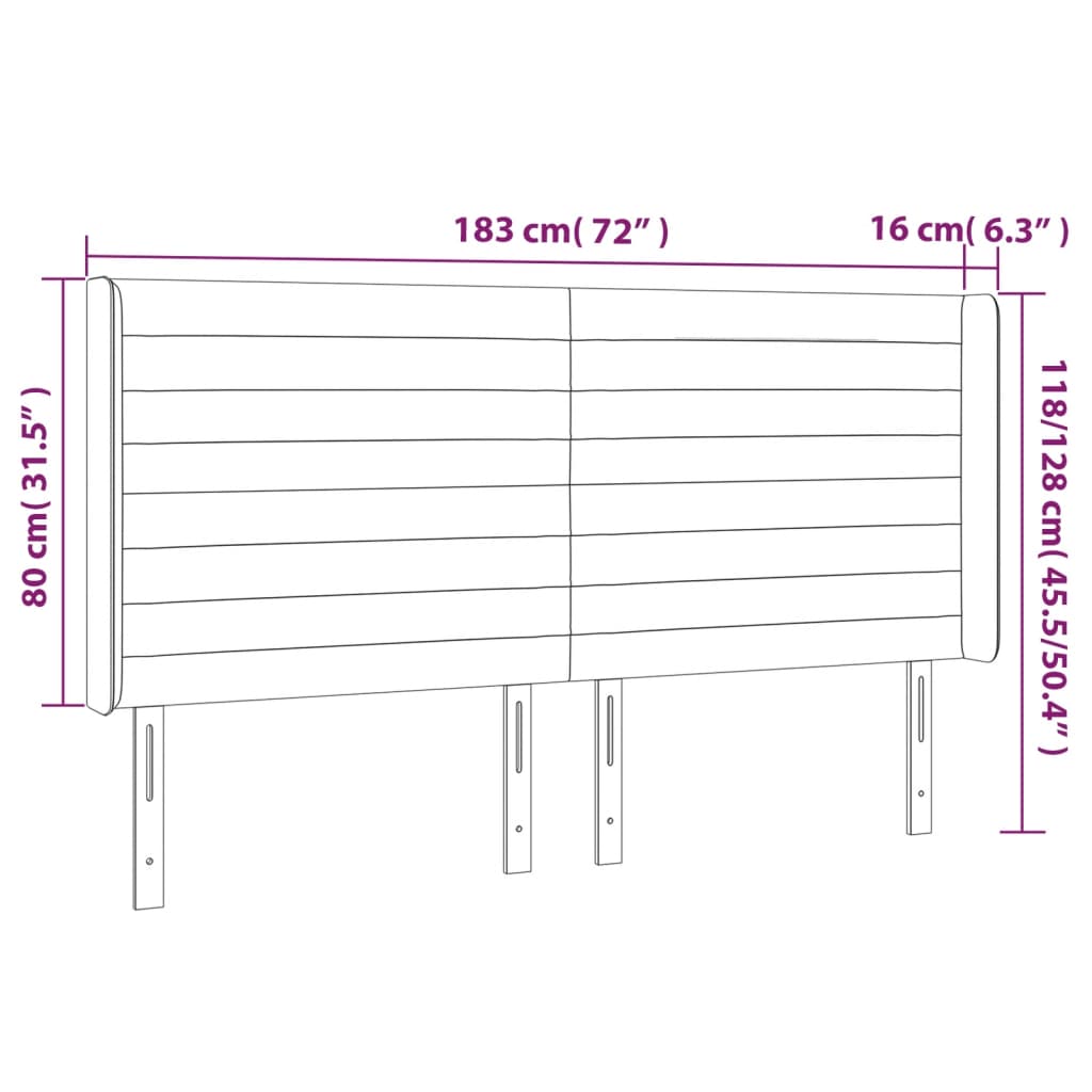 vidaXL Cabecero con LED de terciopelo gris oscuro 183x16x118/128 cm