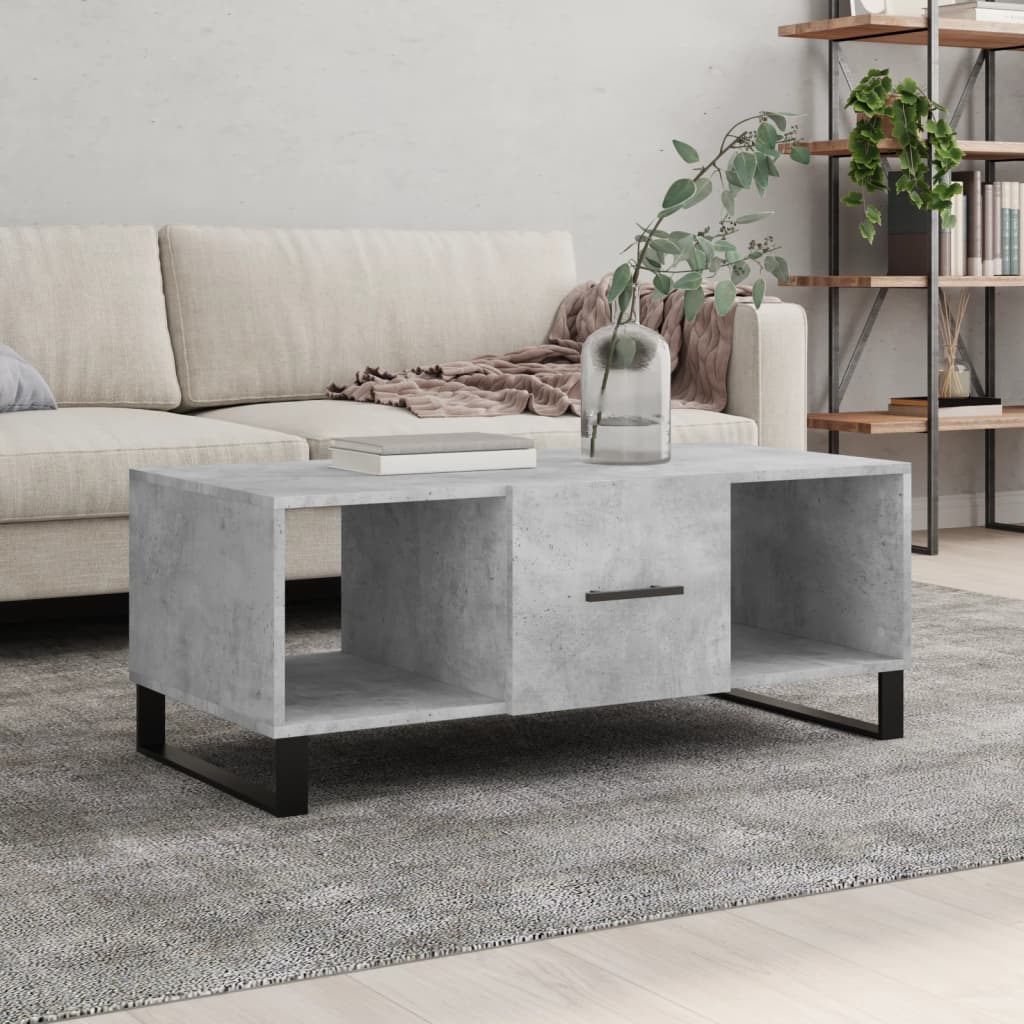 vidaXL Mesa de centro madera contrachapada gris hormigón 102x50x40 cm