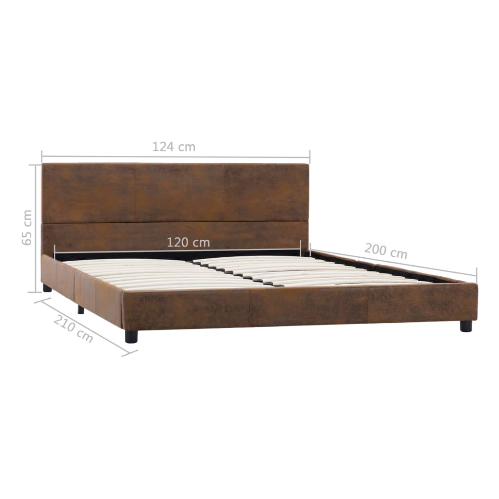 vidaXL Estructura de cama cuero sintético de ante marrón 120x200 cm