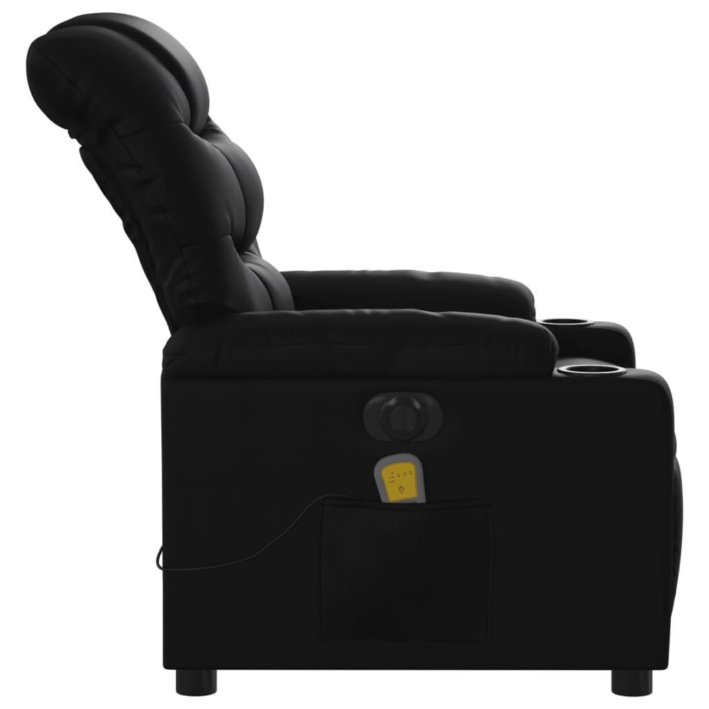 vidaXL Sillón de masaje reclinable eléctrico cuero sintético negro