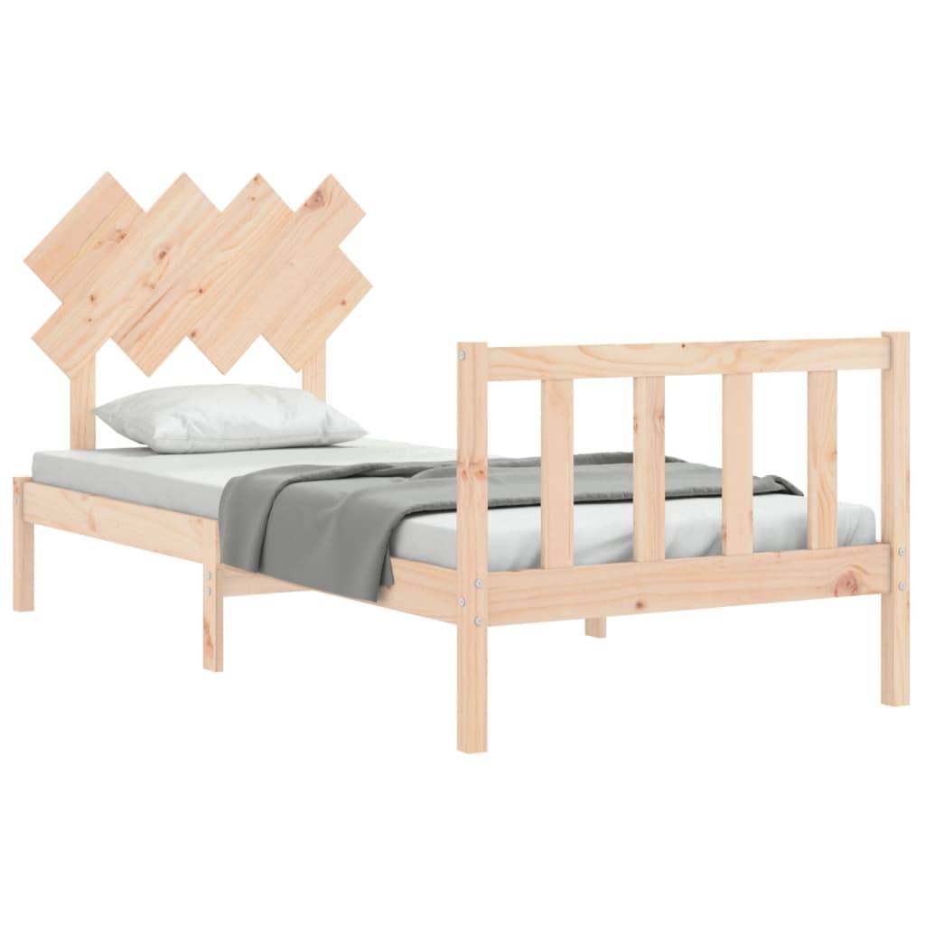 vidaXL Estructura de cama con cabecero madera maciza 90x200 cm