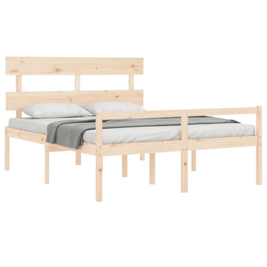 vidaXL Cama para personas mayores con cabecero madera maciza 160x200cm