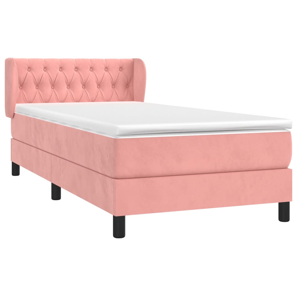 vidaXL Cama box spring con colchón terciopelo rosa 100x200 cm