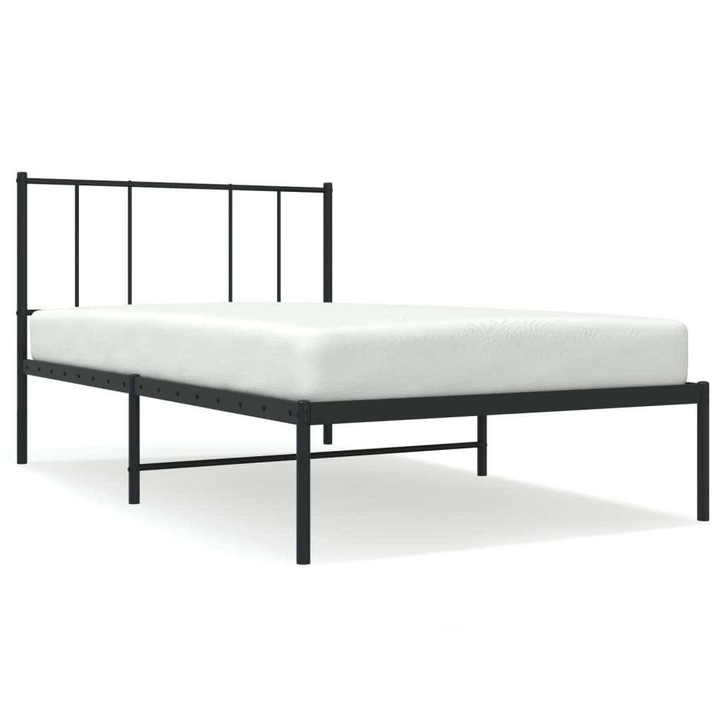 vidaXL Estructura cama sin colchón con cabecero metal negro 90x190 cm