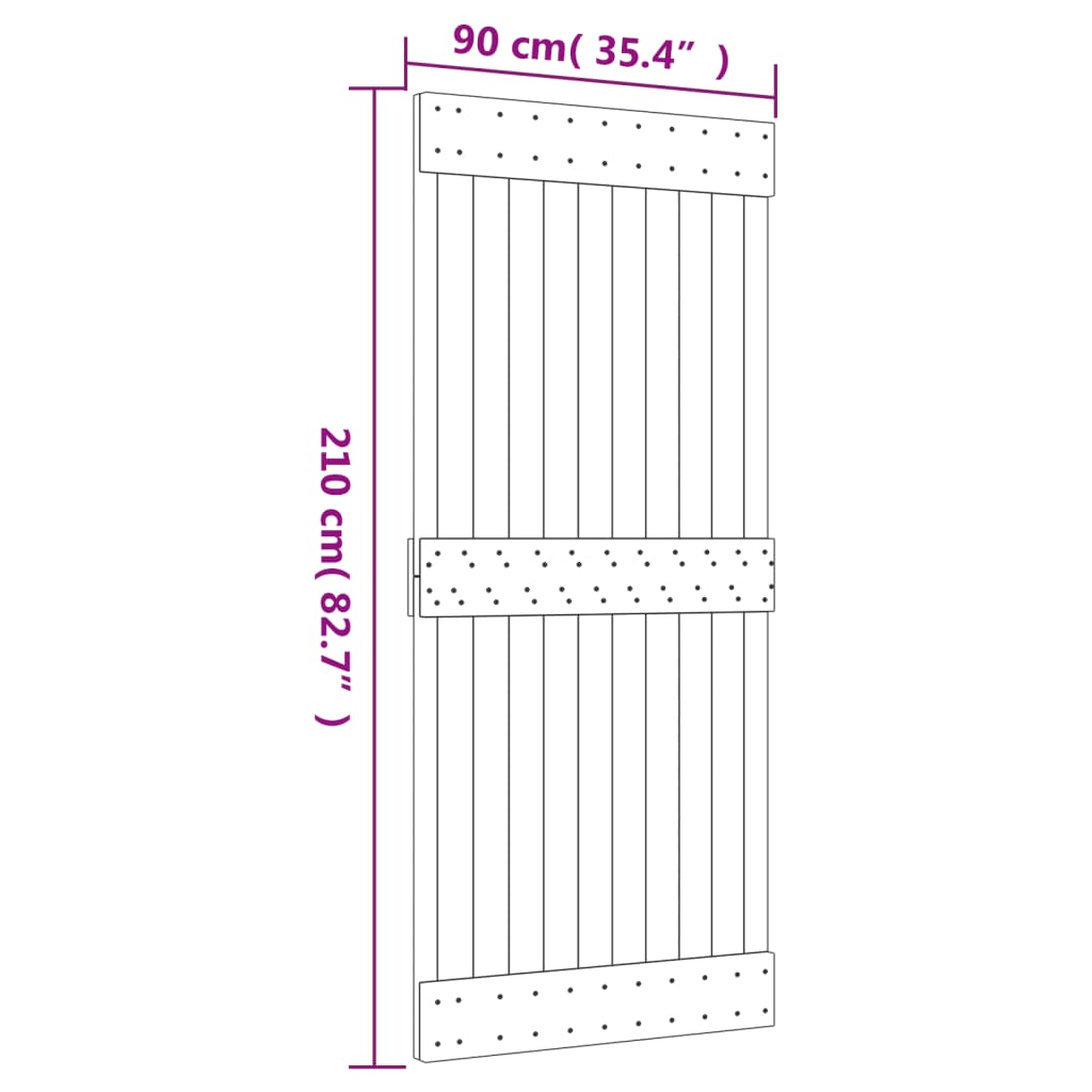 vidaXL Puerta corredera con herrajes madera maciza de pino 90x210 cm