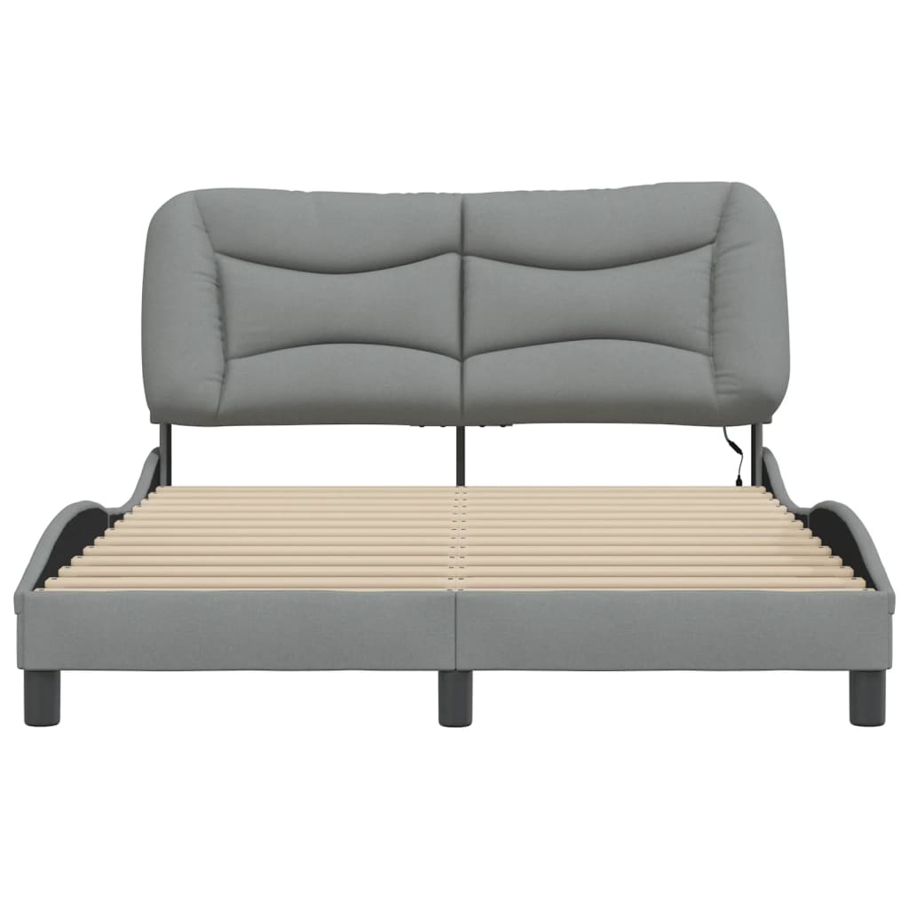 vidaXL Estructura de cama con luces LED tela gris claro 120x200 cm